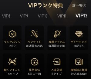 有料会員（VIP12）の特典